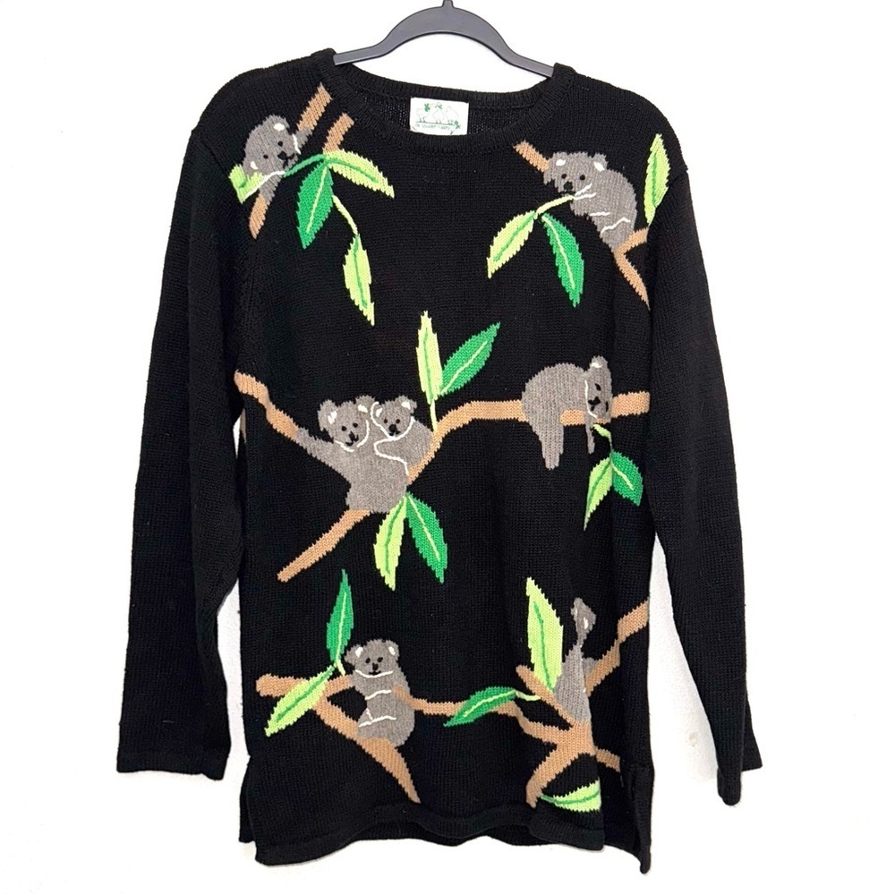 VINTAGE The Quacker Factory Knit Koala Crew Neck Sweater Size Medium